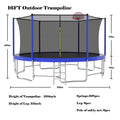 16Ft Trampoline With Balance Bar & Basketball Hoop&Ball, Astm Approved Reinforced Type Outdoor Trampoline With Enclosure Net Blue Metal