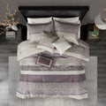 7 Piece Jacquard Comforter Set Purple Queen Queen Purple Polyester