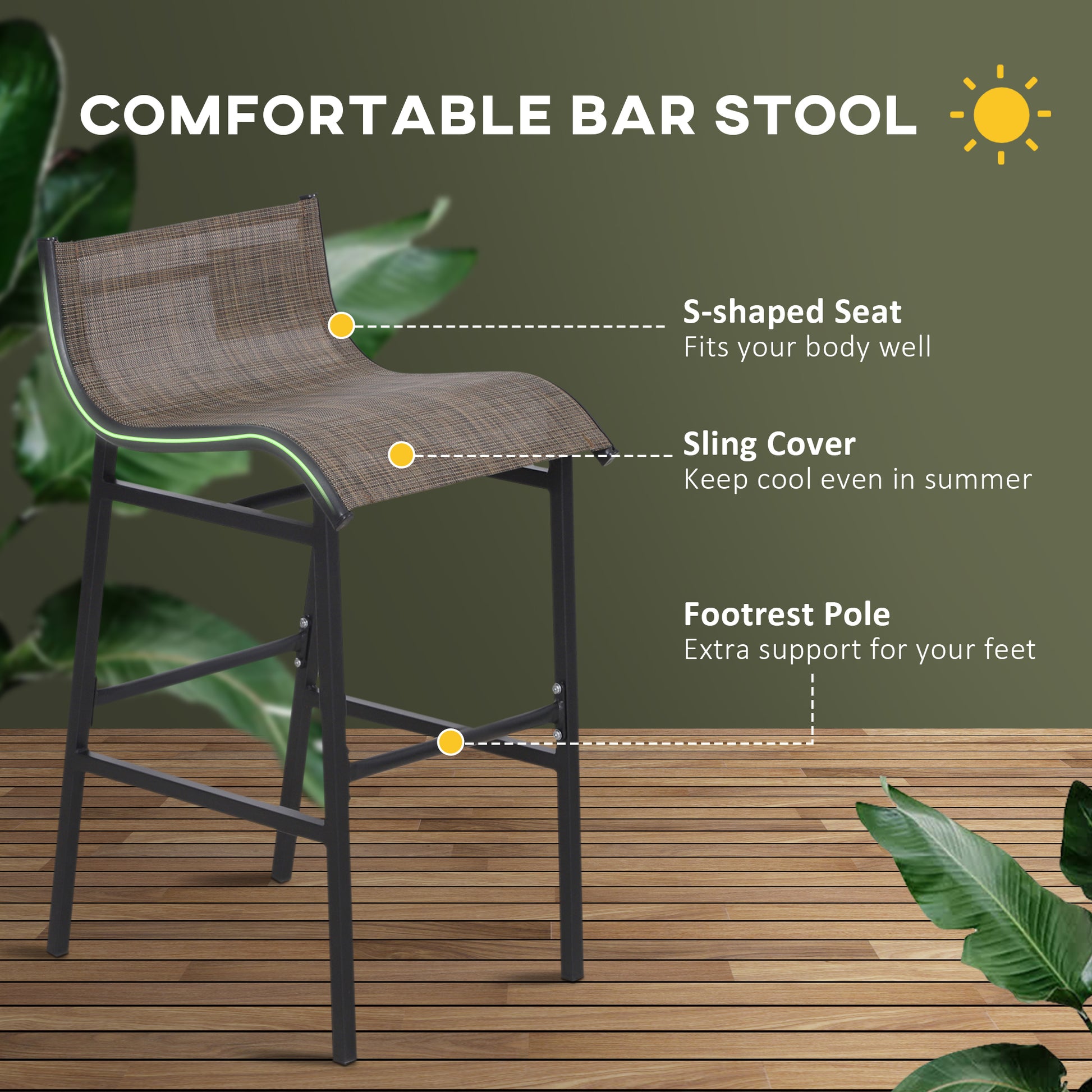 Outsunny 3 Piece Bar Height Outdoor Bistro Set For 2, Round Patio Pub Table 2 Bar Chairs With Comfortable Design & Strong Build, Tan Tan Metal