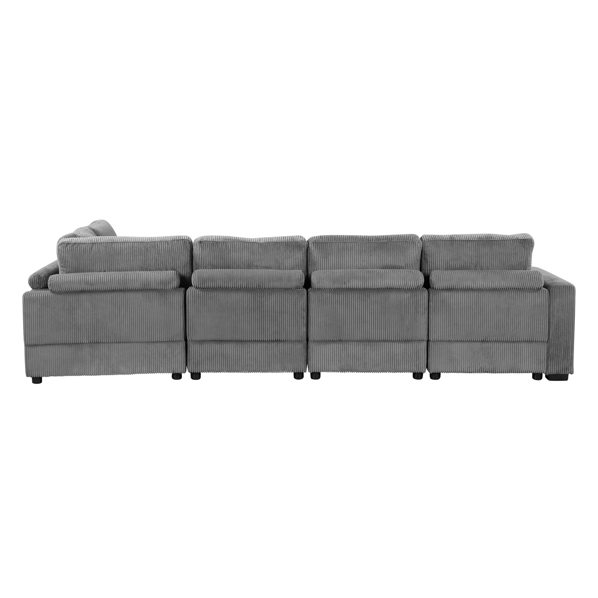 121.3" Sectional Couch Sofa Bed Modular Sofa With Two Movable Ottomans For Living Room Old Sku:N719S001640E , Gray Gray Foam Corduroy 7 Seat