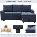 Soft Upholstered Sectional Sofa Bed With Storage Space, Suitable For Living Rooms And Apartments. Blue Wood Polyester 3 Seat