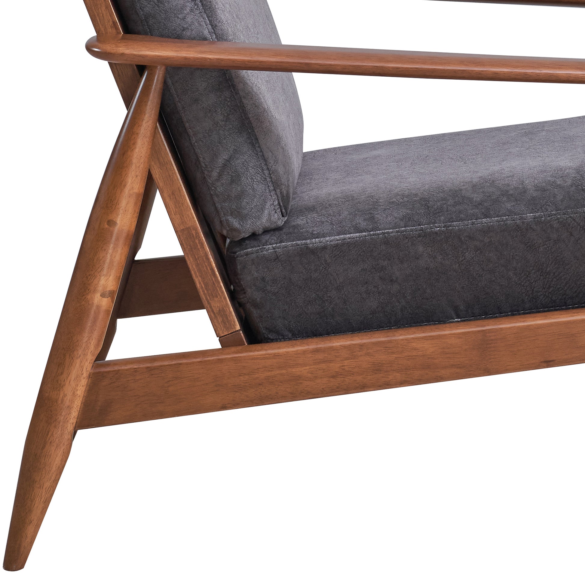 Charcoal And Brown Accent Chair With Removable Cushion Brown Grey Primary Living Space Modern Wood Fabric