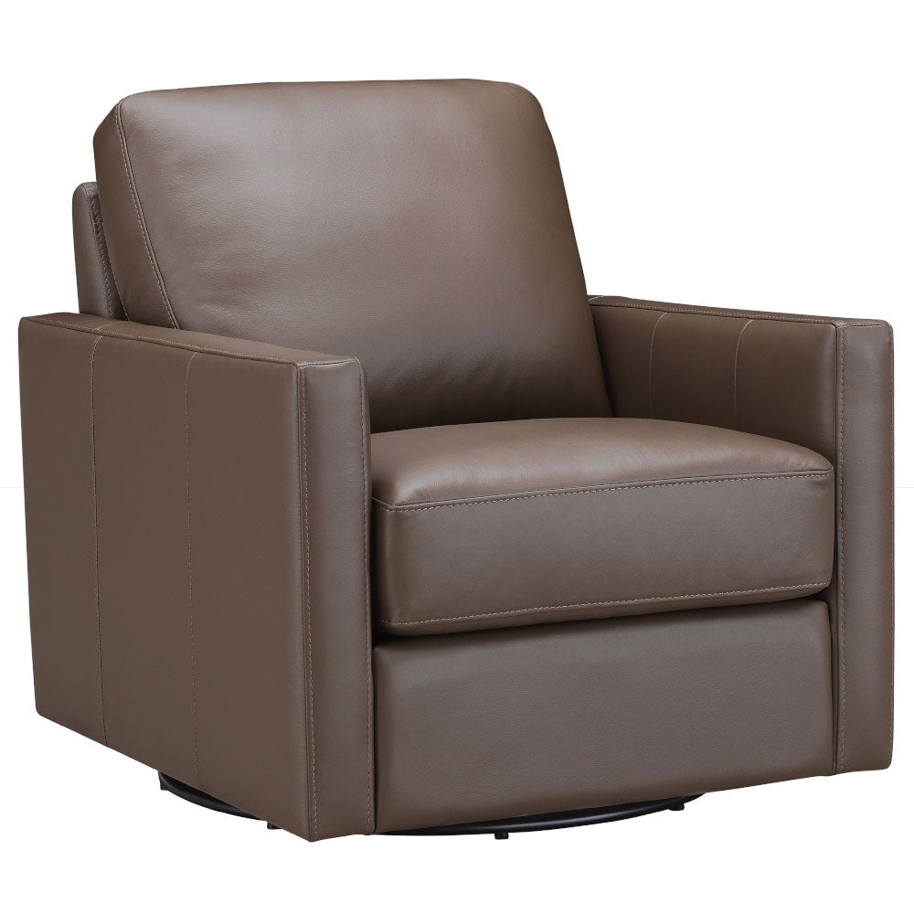 Dillon Swivel Leather Chair Dark Granite Memory Foam Genuine Leather