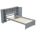Twin Size Platform Bed With Storage Headboard And Lockers, Gray Twin Box Spring Not Required Gray Wood Bedroom Solid Wood Mdf