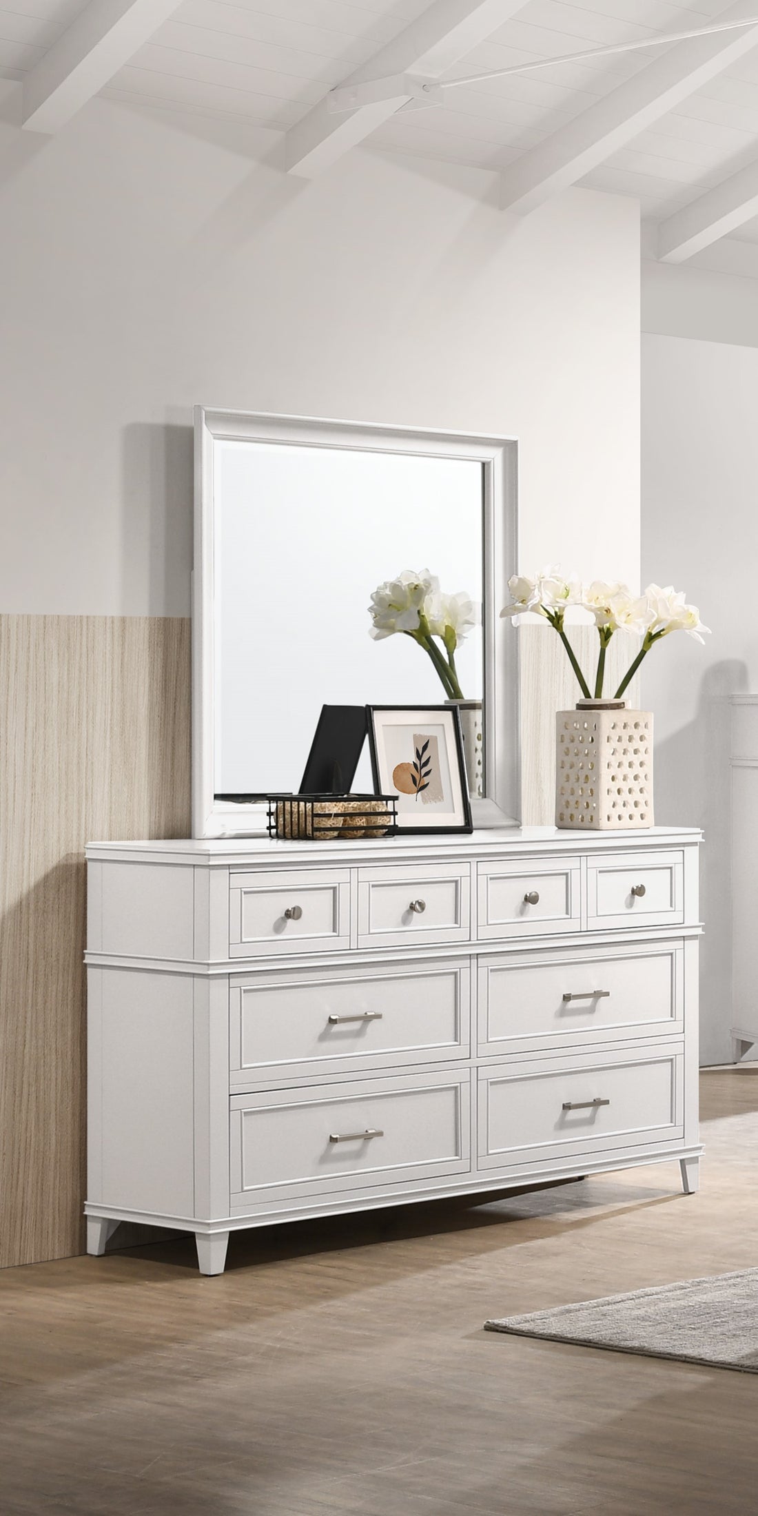 White 6 Drawer Dresser White Solid Wood Mdf