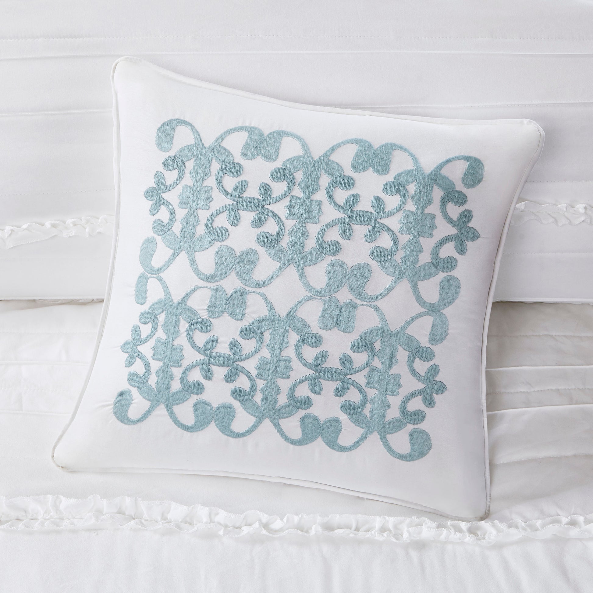 5 Piece Microfiber Ruffled Comforter Set White Cal King California King White Polyester