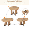 5 Piece Retro Rustic Functional Dining Set Unique Geometric Design, 1 Extendable Table With A 16 Inch Leaf And 4 Upholstered Chairs Ideal For Dining Room And Kitchen Natural Natural Solid Wood Mdf