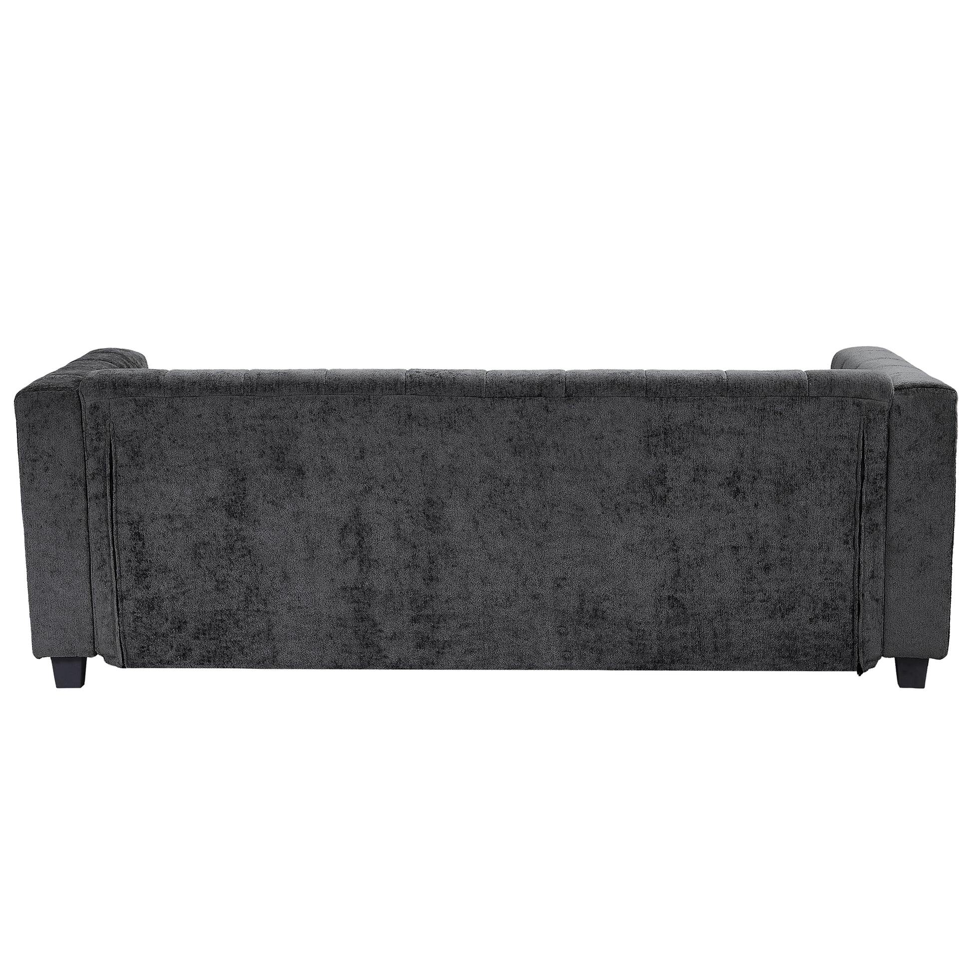 78.7''Upholstered Sofa For Living Room, Bedroom, Salon, Simplified Style Dark Gray Polyester 3 Seat