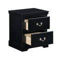 1Pc Classic Traditional 2 Drawers Nightstand Black Finish Bedroom Furniture Wooden Bedside Table Cabinet Black 2 Drawers Drawers Wood