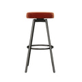 Modern Glam Upholstered Faux Velvet Bar Stool Rust Red Mdf Polyester