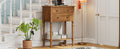 Narrow Console Table, Slim Sofa Table With Three Storage Drawers And Bottom Shelf Natural Natural Solid Wood Mdf