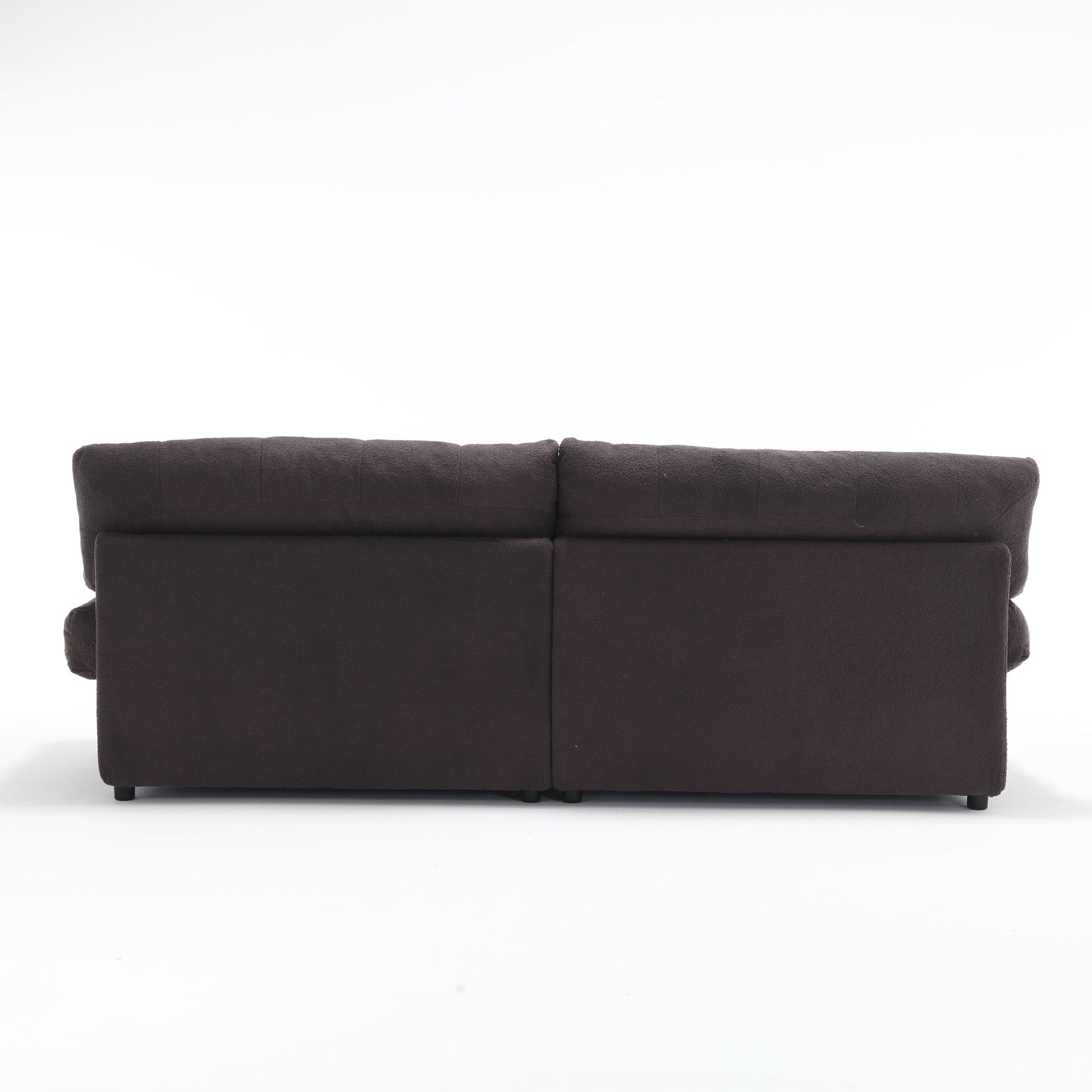 Cloud Style Sofa, Teddy Velvet Fabric, Comfy Padded Cloud Couch For Living Room, Apartment Dark Gray Light Brown Velvet Wood Primary Living Space Modern Polyester 2 Seat