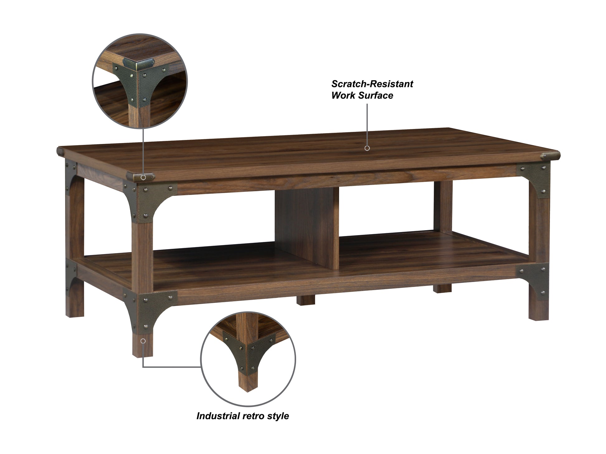 Coffee Table With 1 Drawer "Elegant Walnut Coffee Table With Industrial Accents Durable, Functional, And Stylish Centerpiece For Living Room" Walnut Solid Wood