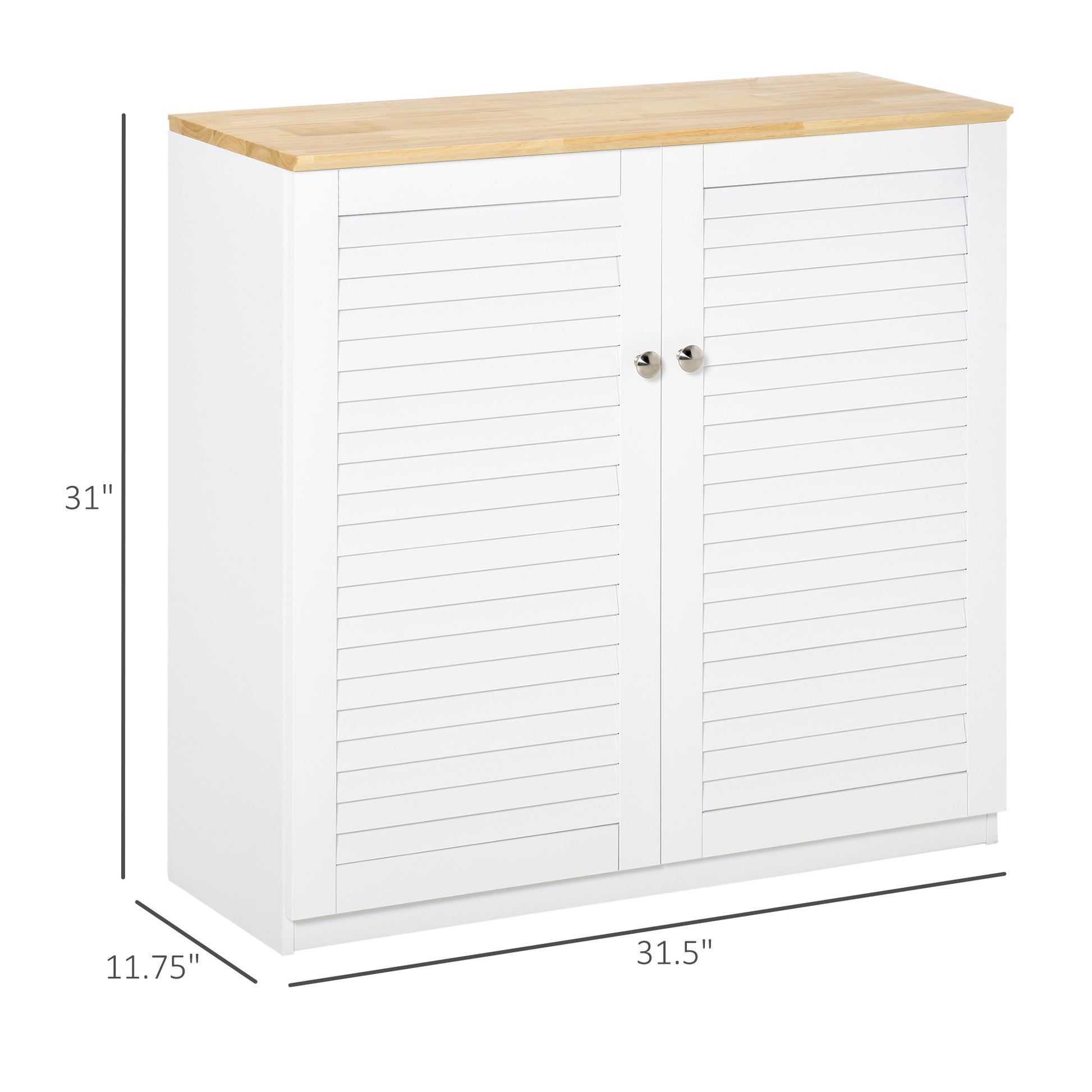 Homcom Sideboard Buffet Cabinet, Kitchen Cabinet, Coffee Bar Cabinet With Double Louvered Doors And Adjustable Shelf For Living Room, Hallway, White White Mdf