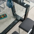 Seating 6 8 People, This Modern, Minimalist Rectangular Dining Table Features A Tempered Glass Top And A Sleek Black Mdf Stand. Suitable For Kitchen, Dining Room, Living Room, Meeting Room Transparent Mdf Glass