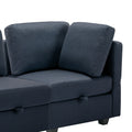 Adjustable Arms And Backs Modern U Shape Linen Couch Modular Sectional Sofa Couch With Storage Seat, Large Convertible Sofa With Reversible Chaise For Living Room Apartment Office, Blue Blue Polyester 4 Seat