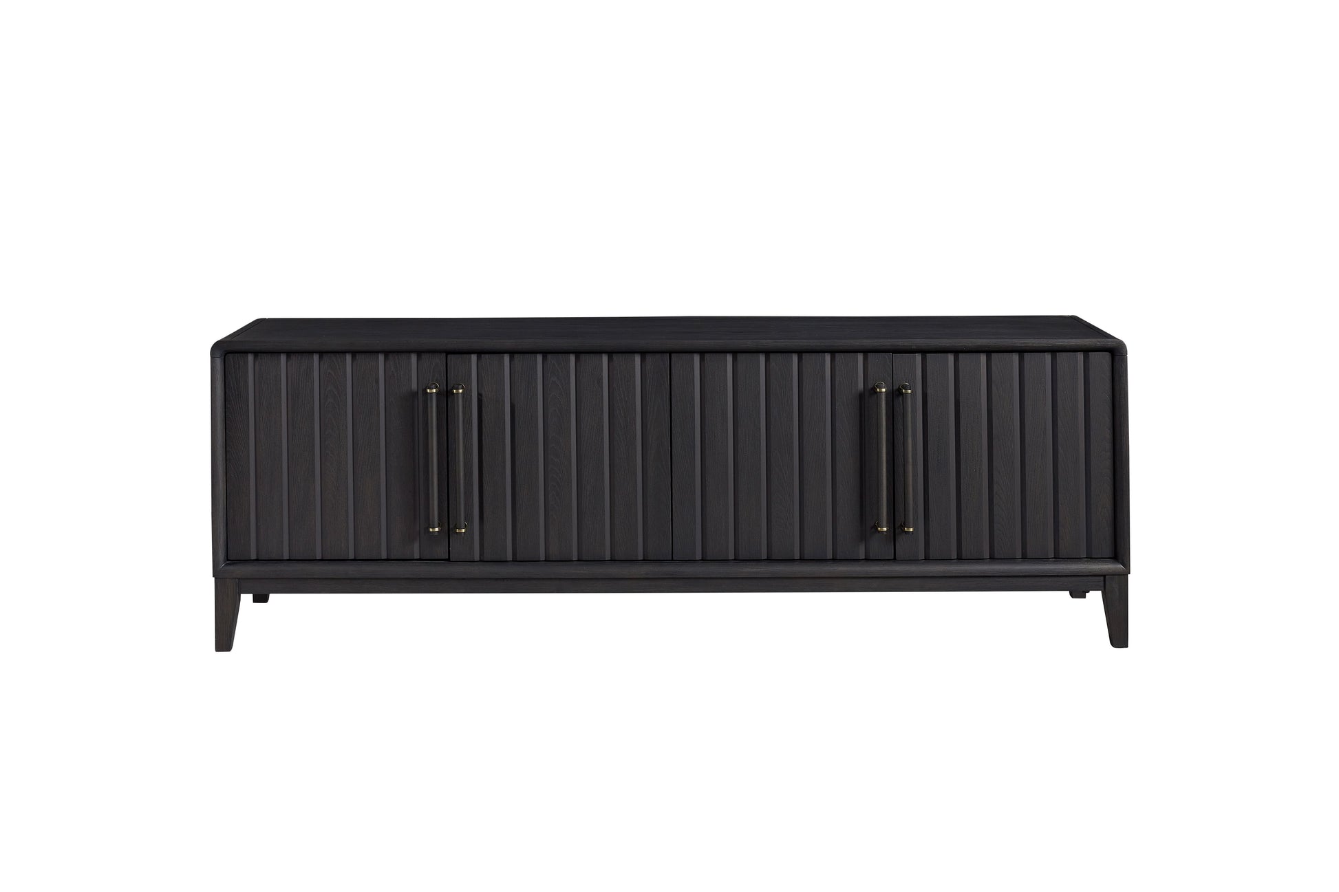 80" Console With Power Pack Black 60 69 Inches Solid Wood Mdf