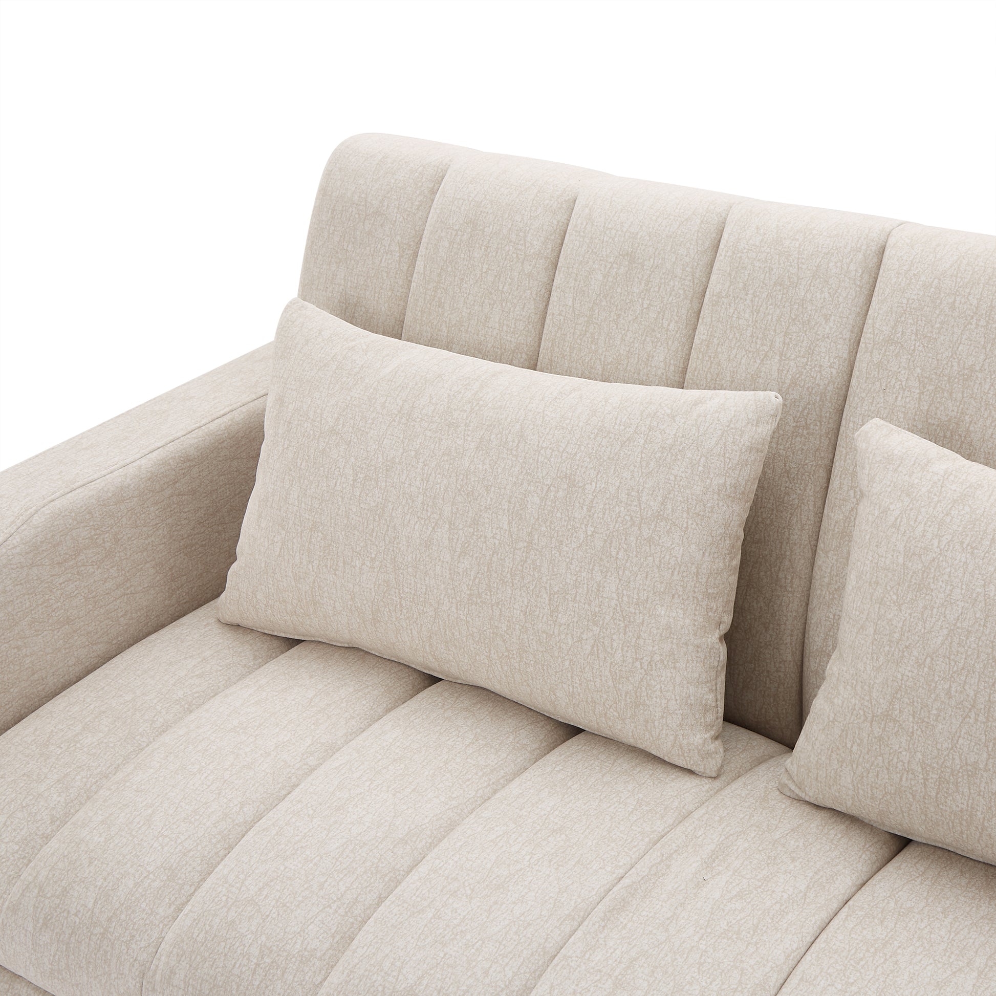 55.9" Convertible Sofa Bed Loveseat Sofa With Three Usb Ports, Two Side Pockets, Two Cup Holders And 360 Swivel Phone Holder For Living Room, Beige Beige Foam Polyester