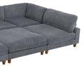 Contemporary Dark Gray 6Pc Modular Sectional Set Corduroy Upholstery Couch 2X Corner Wedge, 3X Armless Chairs 1X Ottoman Living Room Dark Gray Primary Living Space Cushion Back Contemporary,Modern Modular Rubberwood Corduroy 6 Seat