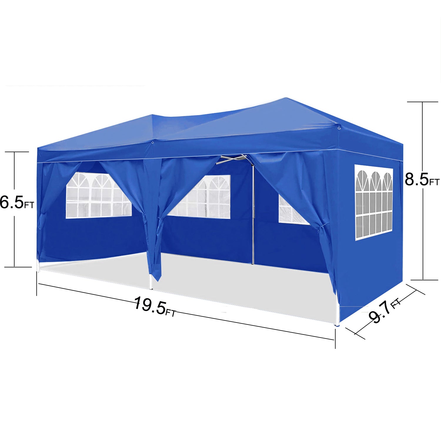 10'X20' Ez Pop Up Canopy Outdoor Portable Party Folding Tent With 6 Removable Sidewalls Carry Bag 4Pcs Weight Bag Blue Metal