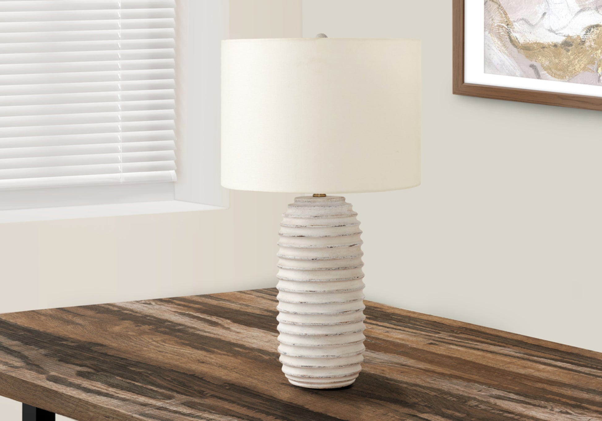 Lighting, 28"H, Table Lamp, Cream Resin, Ivory Cream Shade, Transitional Cream Polyresin