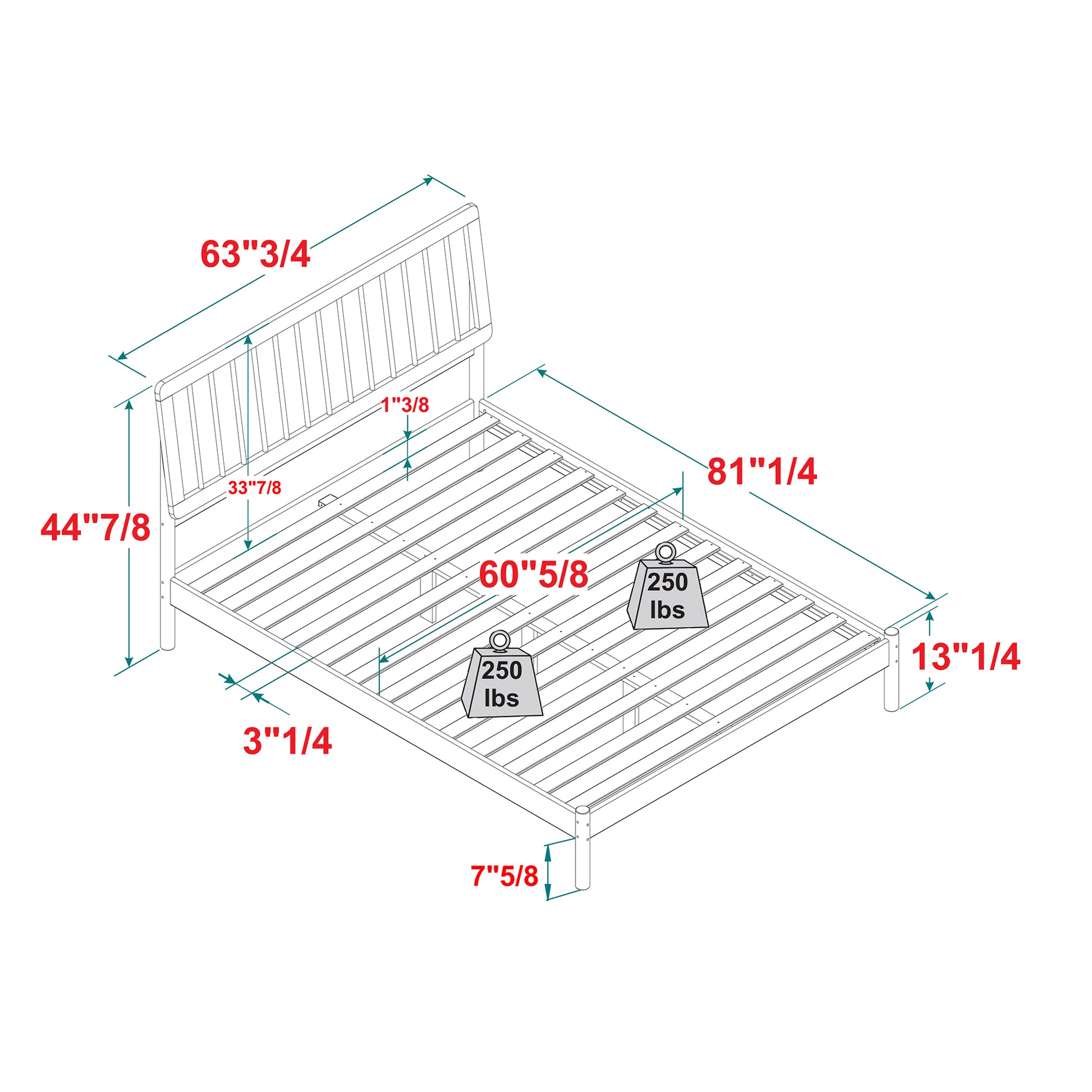 Mid Century Modern Solid Wood Queen Spindle Bed Black Queen Black Pine Pine