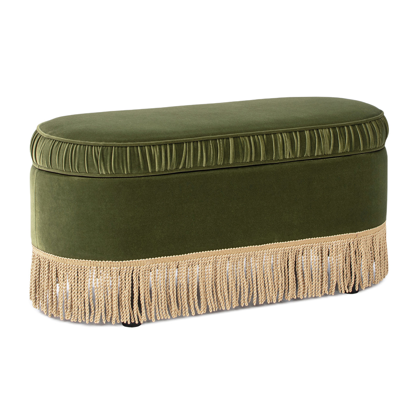 Serena 38" Oval Storage Bench Ottoman, Olive Green Performance Velvet Olive Green Foam Velvet
