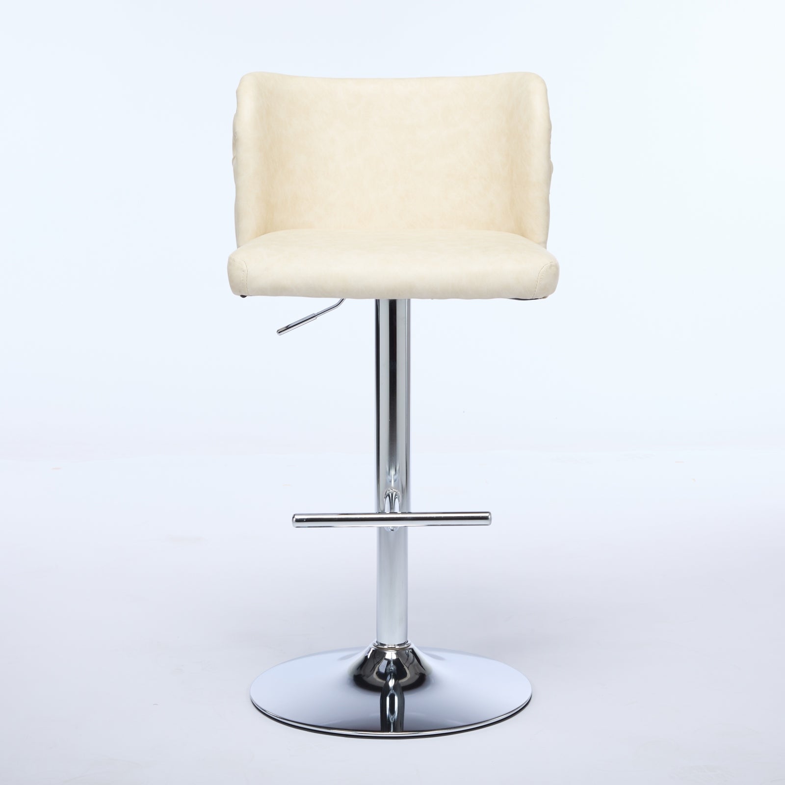 Swivel Barstools Adjusatble Seat Height With Chrome Base, Modern Pu Upholstered Bar Stools With The Whole Back Tufted, For Home Pub And Kitchen Island,Beige, Set Of 2 Beige American Design Bar Stools Set Of 2 Foam Pu Leather