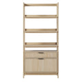 Transitional Wide Reeded Bookshelf With Drawers On Bottom Oak Oak Mdf Mdf