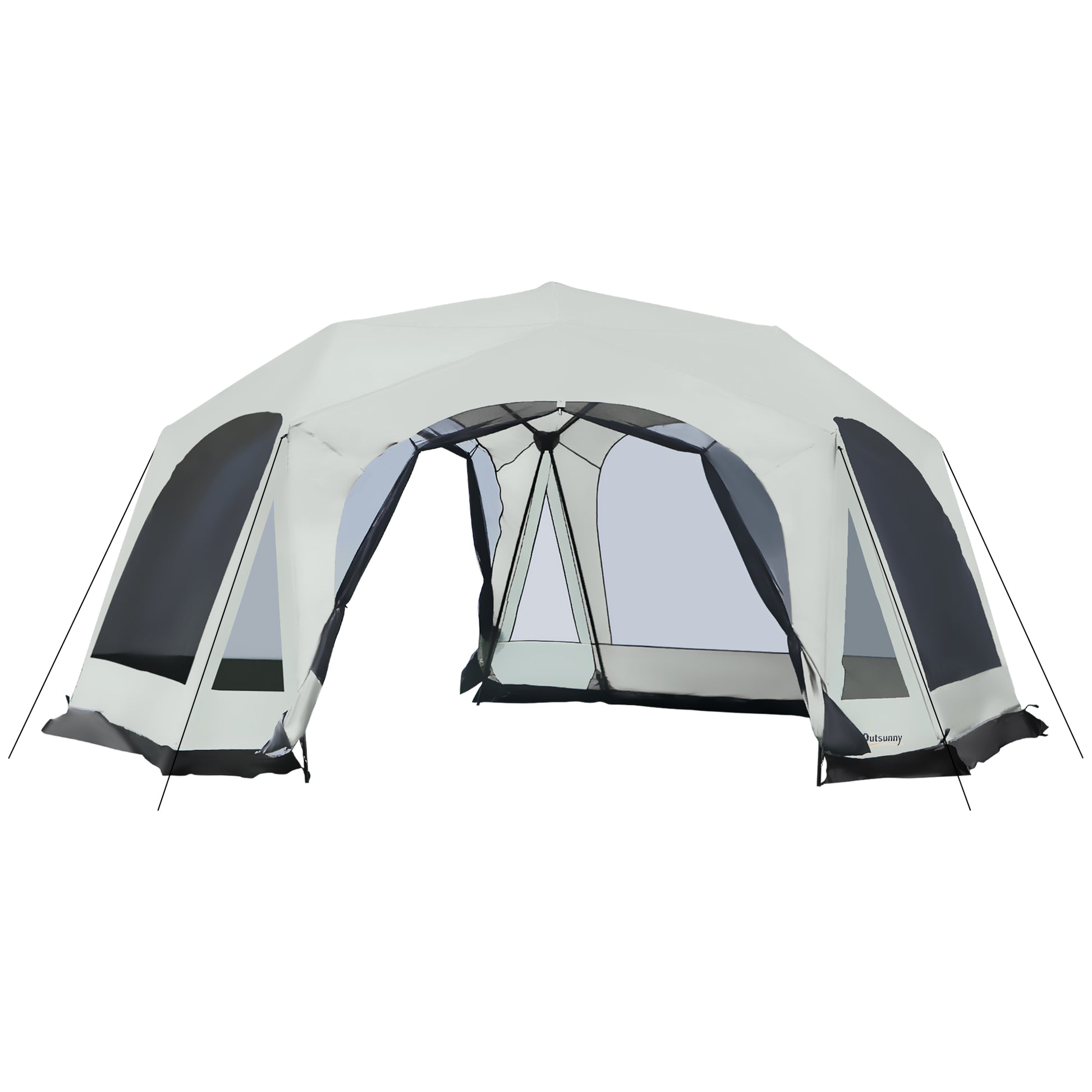 20 person tent Outsunny 20 Person Camping Tent, Outdoor Cabin Tent Tent With 2 Doors,