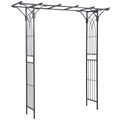 Outsunny 82'' Decorative Metal Garden Trellis Arch With Durable Steel Tubing & Elegant Scrollwork, Perfect For Weddings Gray Metal