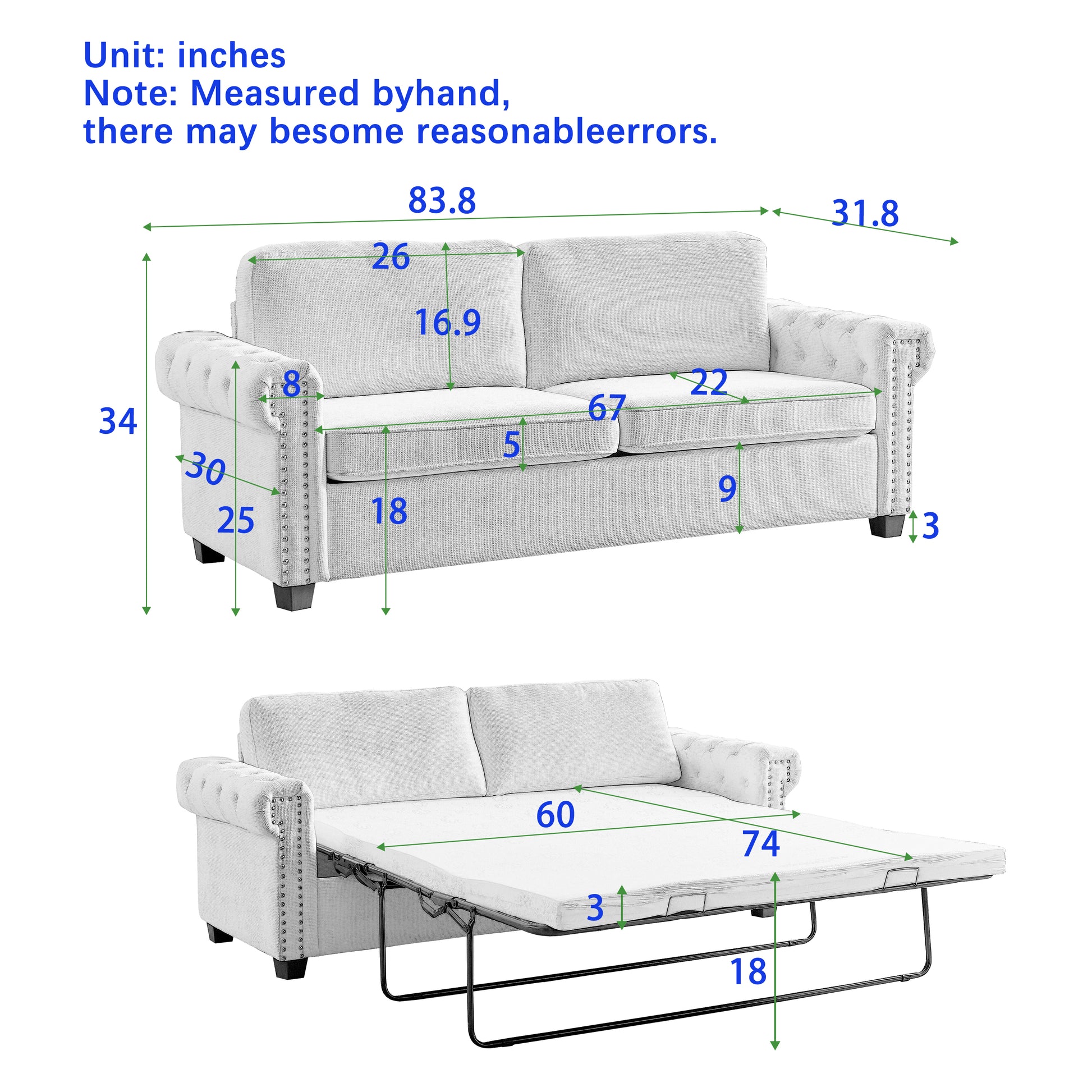 Fx 83.8" Convertible Sleeper Sofa Bed, 2 In 1 Pullout Sofa Bed, Polyester Sleeper Sofa Bed With Folding Mattress, Living Room Pullout Sofa Bed, Apartment Small Space Sofa Sleeper Beige Polyester Pine Foam Fabric 3 Seat