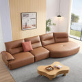 147.24'' Oversied Modern Sectional Curved Shaped Sofa Couch For Living Room,Upholstered 5 Seat Sofa Eco Leather Couch Set,Brown Brown Foam 5 Seat