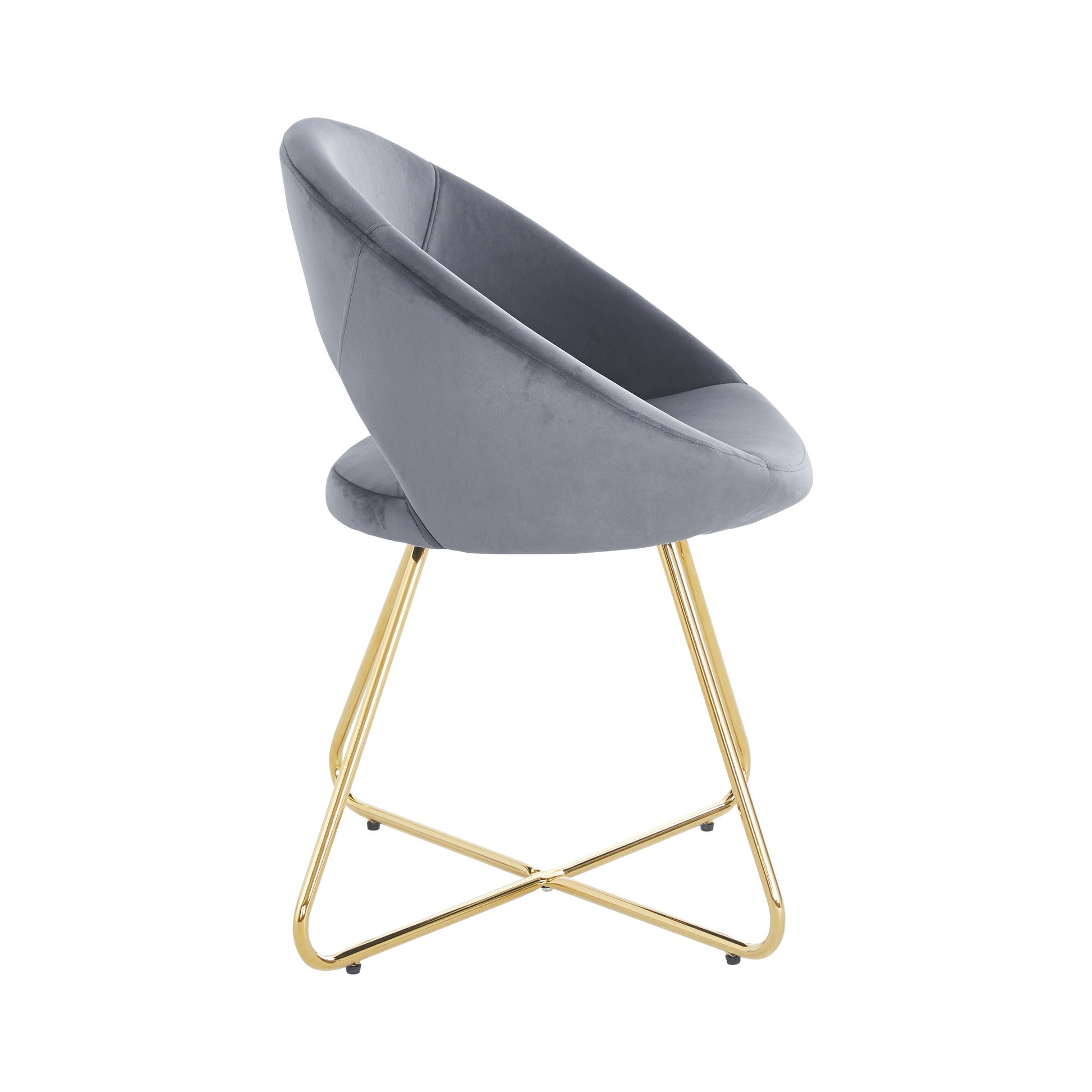 Modern Accent Velvet Chairs Set Of 2 Dining Chairs Single Sofa Comfy Upholstered Arm Chair Living Room Furniture Mid Century Leisure Lounge Chairs With Golden Metal Frame Legs Grey Velvet