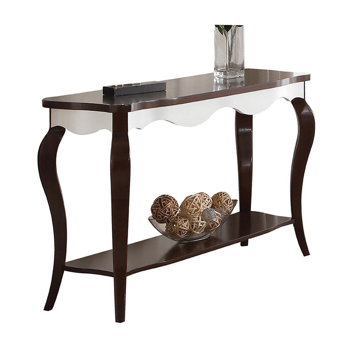 Walnut And White Sofa Table With Cabriole Leg -