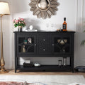 Sideboard Buffet Console Table, Media Cabinet With Adjustable Shelves, Black Black Primary Living Space Cabinets Included Mdf