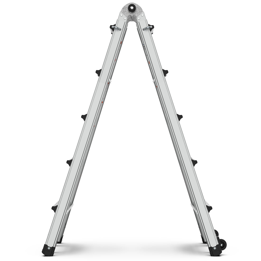 Aluminum Multi Position Ladder With Wheels, 300 Lbs Weight Rating, 22 Ft Metallic Grey Aluminium Alloy