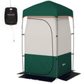 Outsunny Portable Shower Tent, Privacy Shelter, Camping Dressing Changing Tent Room With Solar Shower Bag, Floor And Carrying Bag, Green Green Oxford Fabric