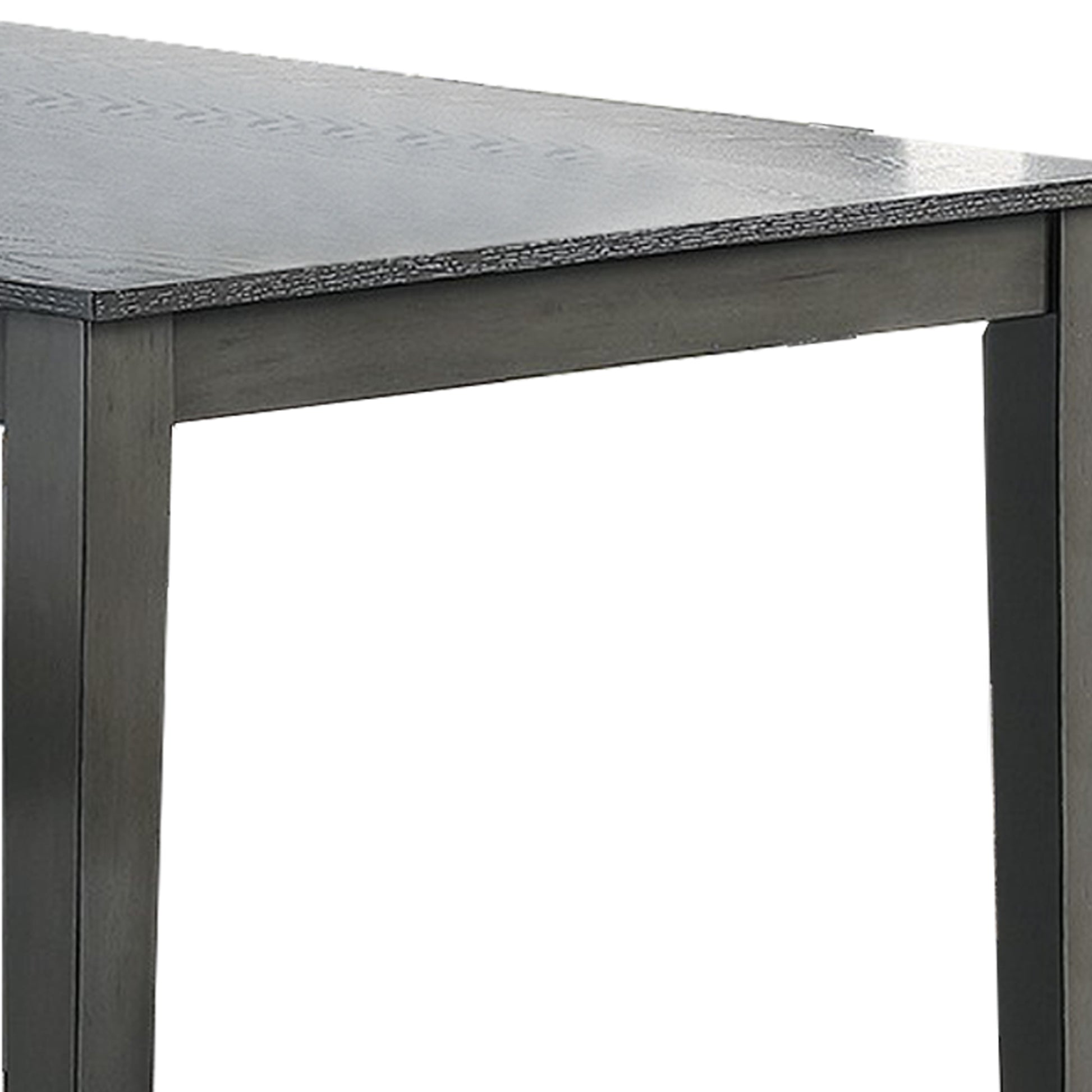 5 Piece Wooden Dining Table And Horizontal Slatted Back Chairs,Antique Gray Gray Wood