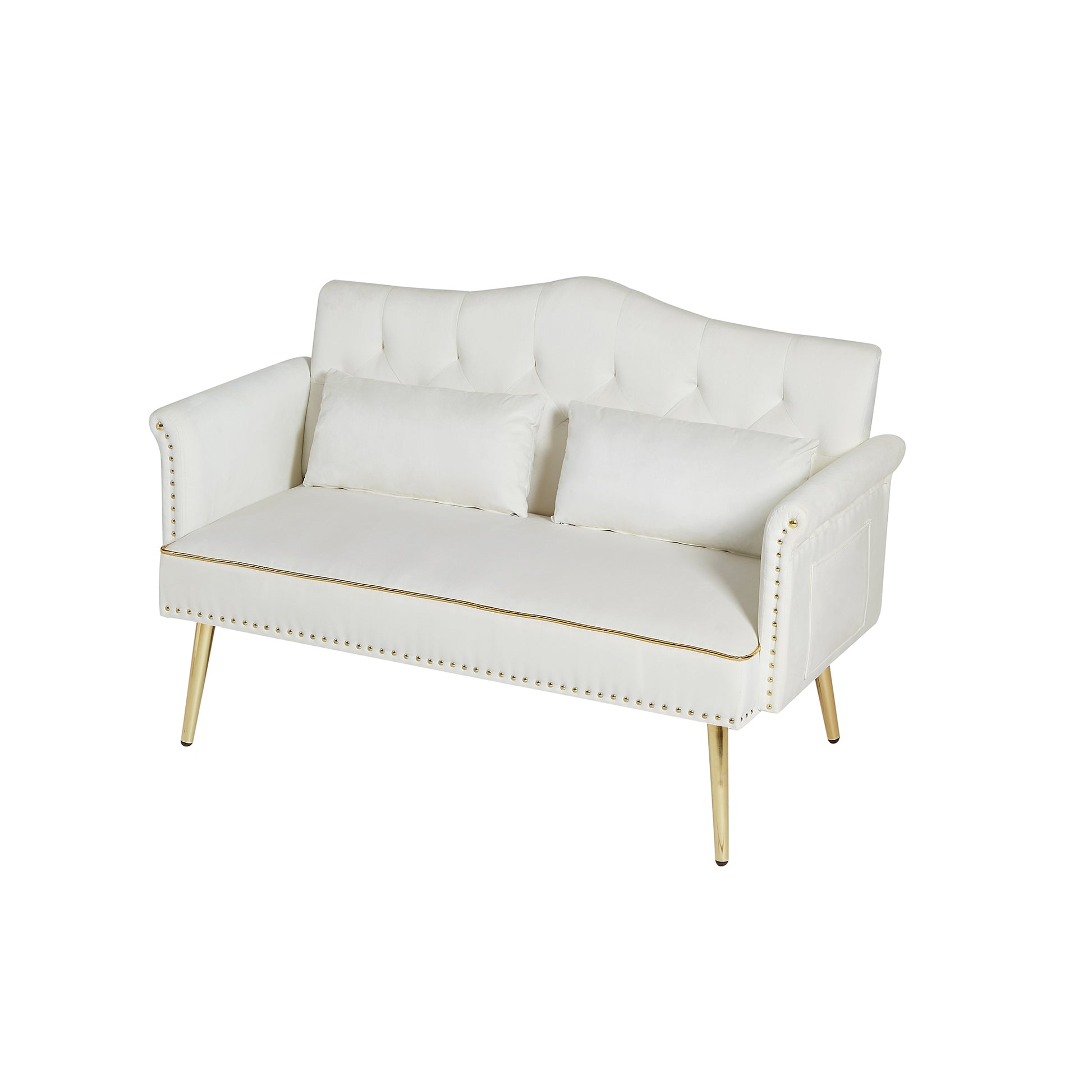 Cream White 2 Seater Sofa Cream White Wood Tufted Back Velvet 2 Seat