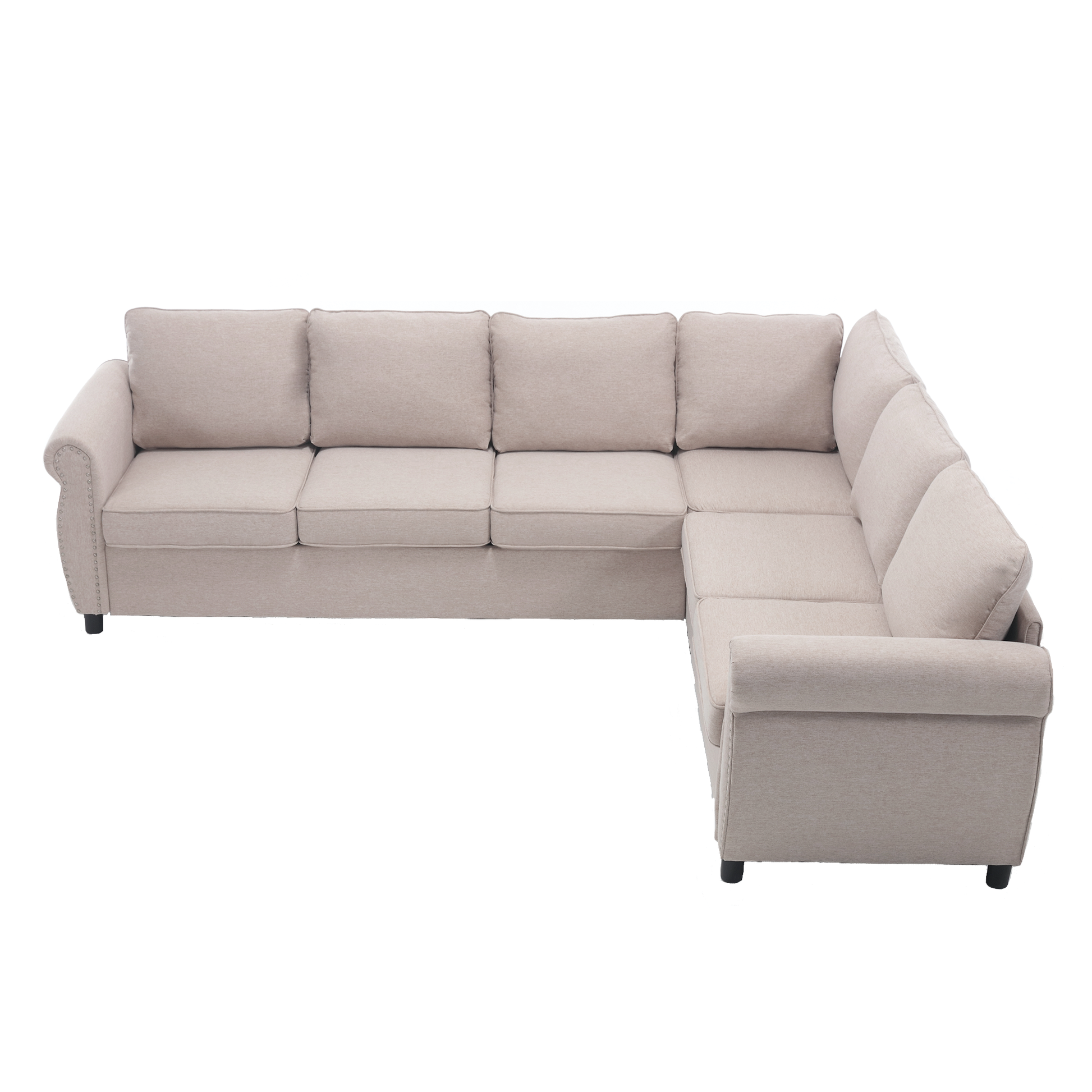 Arrived Sleeper Sofa, 2 In 1 Pull Out Couch Bed,6 Seater Sofa Bed, L Shaped Sleeper Sectional Sofa Couch,Riveted Sofa,104'' Large Combined Sofa Bed In Living Room, Beige Beige Polyester Wood Primary Living Space Medium Soft Cushion Back Modern Polyester