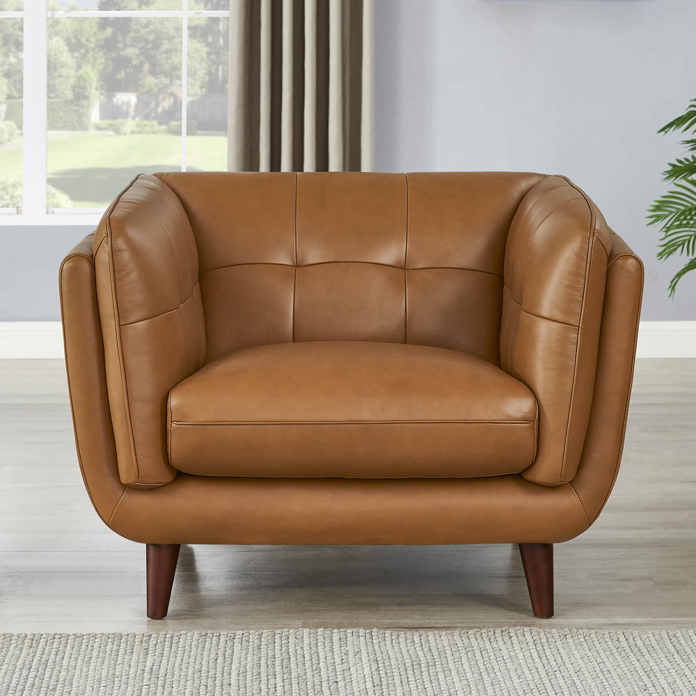 Solana Leather Chair Cognac Down Filling Genuine Leather
