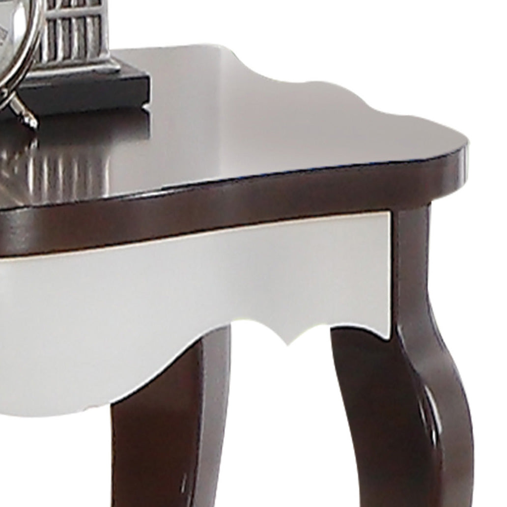 Walnut And White Rectangular End Table Brown White Primary Living Space Modern Oak Rectangular Wood