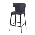 28Inch Counter Height Bar Stools Set Of 2, Modern Bar Upholstered Chairs With Pu Leather, Metal Footrest And Frame For Kitchen Island, Bar Table, Dining Room, Black Solid Kitchen Solid Back Set Of 2