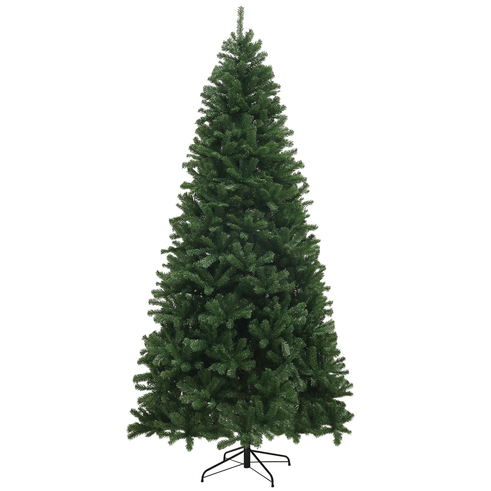 Homcom 9Ft Artificial Christmas Tree, Xmas Tree With 2132 Branch Tips, Auto Open, Holiday D Cor With Steel Base For Home Office, Green Green Steel