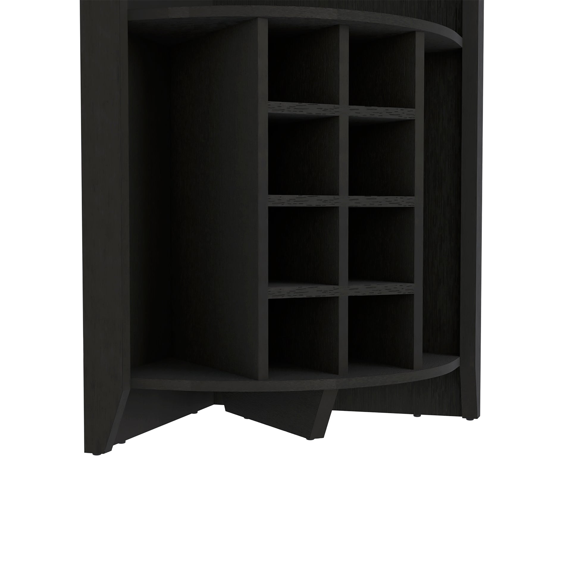 Essential Corner Bar Cabinetthree Shelves, Eight Built In Wine Rack, Two Side Shelves Black Black Dining Room Modern Shelves Included Particle Board