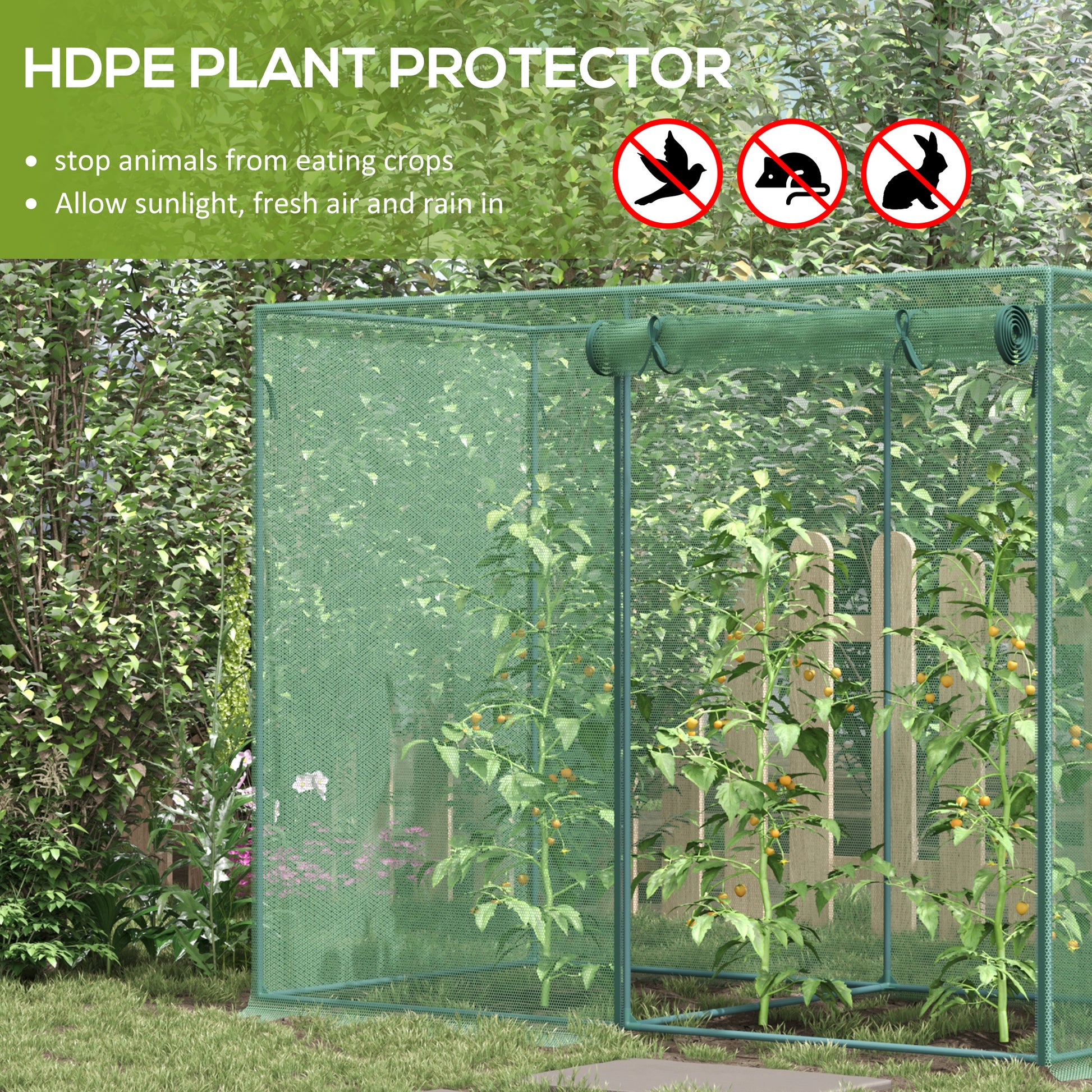 Outsunny 6' X 3' Crop Cage, Plant Protection Tent With Zippered Doors For Vegetable Garden, Backyard, Green Green Steel