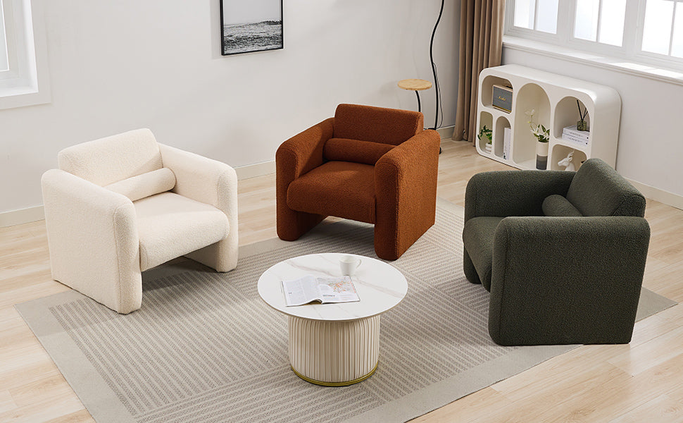 Modern Accent Chair Lambskin Sherpa Fabric Upholstered Comfy Reading Arm Chair Soft Padded Armchair With Back And Pillow For Living Room Bedroom Reception Waiting Room Office,Seaweed Green Seaweed Green Primary Living Space Upholstered