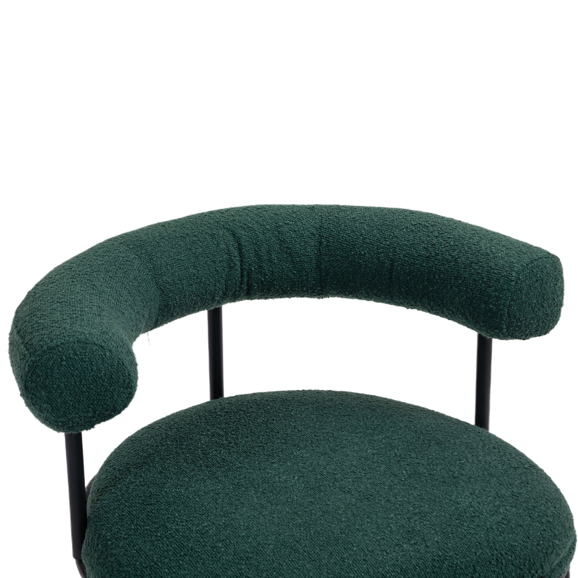 Coolmore Boucle Dining Chairs Set Of 2, Mid Century Modern Curved Backrest Chair, Round Upholstered Kitchen Chairs Emerald Boucle Emerald Foam Mdf Metal