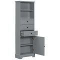 Gray Tall Storage Cabinet With 3 Drawers And Adjustable Shelves For Bathroom, Study, Office And Interior, Mdf Board With Painted Finish Gray Mdf